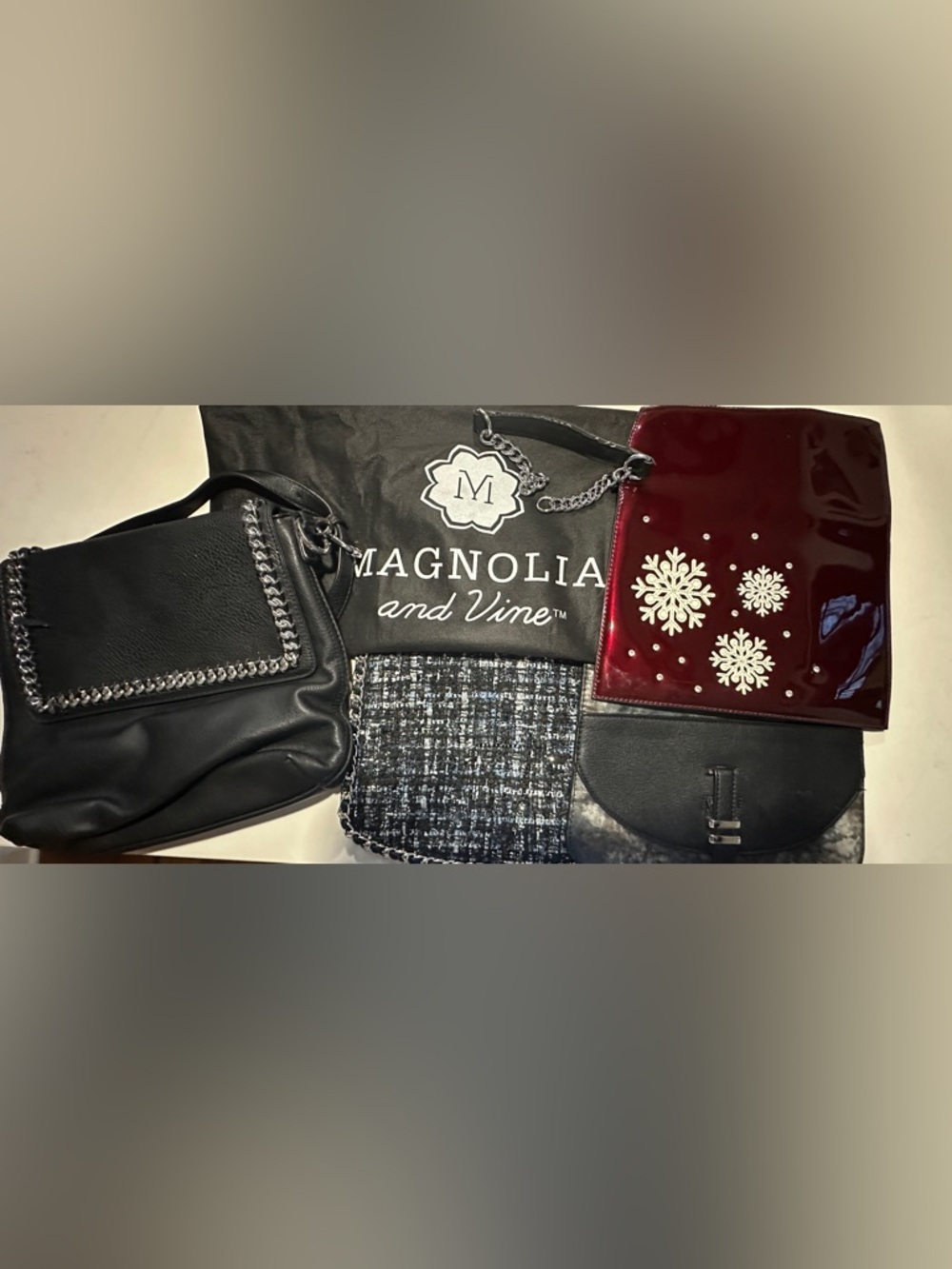 Magnolia & Vine Versa Collection Faux Leather Handbag Magnetic Flaps Dust Bag